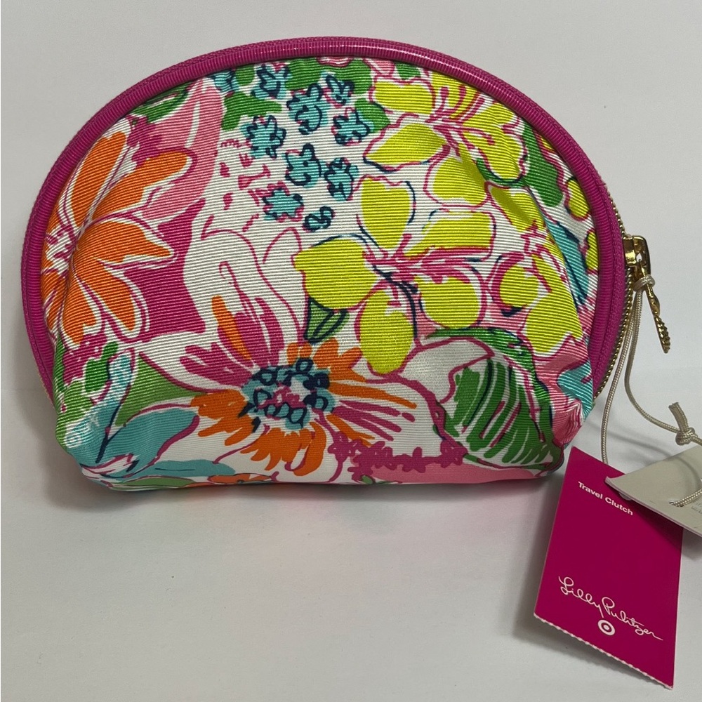 NWT Lilly Pulitzer for Target Floral Cosmetic Bag - Pink, Yellow, and Green NEW